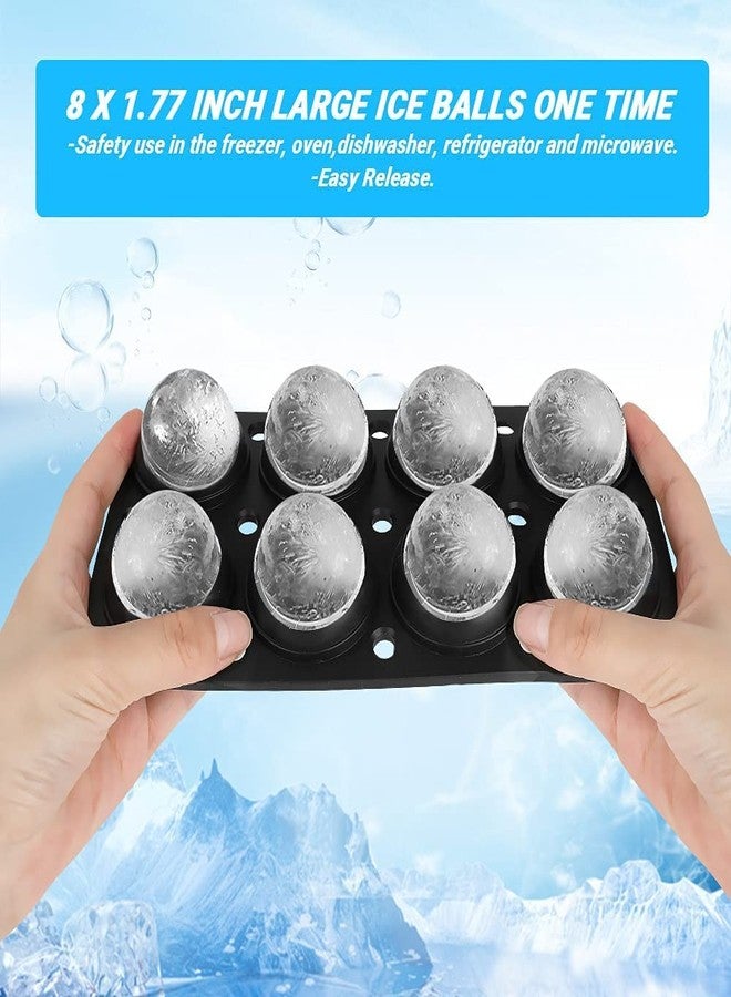 Shuban Silicone Sphere Ice Molds - 8 x 4.5 cm, Ice Ball Maker with Lid & Funnel, Stackable Reusable, BPA Free - Image 4